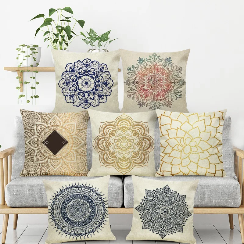 

Mandala Cushion Cover Flower Print Office Sofa Pillow Case Nordic Style Home Decor Throw Pillow Cover 45x45cm
