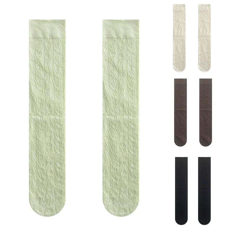 

Women Calf Socks Preppy Style 3D Jacquard Striped Texture Solid Stockings drop shipping