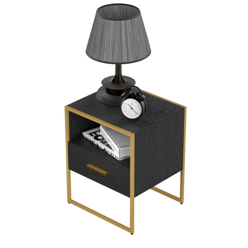 

[Flash Deal] обновленный современный прикроватный столик с 1 выдвижным ящиком подходит для спальни/гостиной/боковой столик легко собирается [в н...