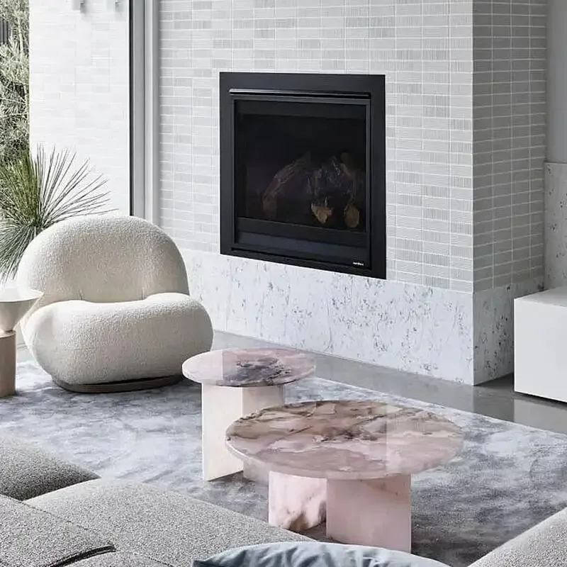 Натуральный розовый нефритовый мрамор круглый журнальный столик для гостиной