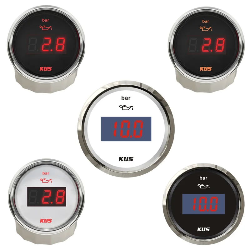 Цифровой манометр Kus, измеритель давления масла с ЖК дисплеем, диапазон измерения 0-10 бар, 52 мм, 12/24 в, 10-180 Ом, для автомобилей, лодок, грузовиков, мотоциклов