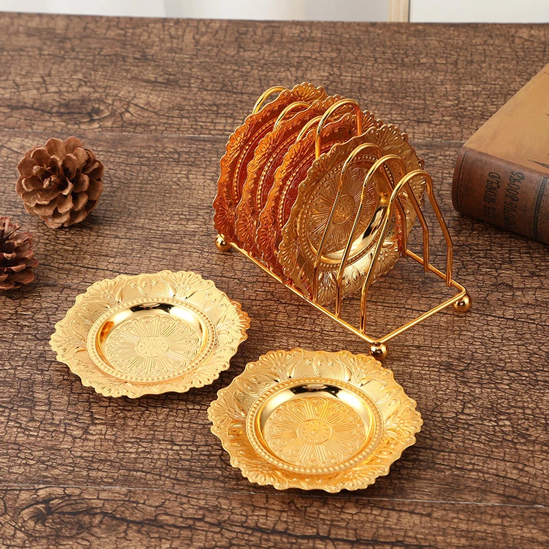 

Металлическая Золотая подставка для закусок, десертная тарелка для хранения, подставка под стаканы, центральные части свадебного стола, ми...