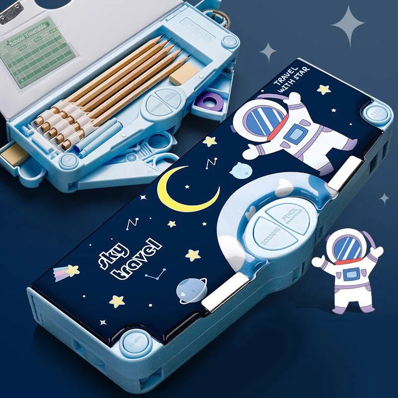 

MULTIFUNCTIONAL STATIONERY SEND ERASER/RULER/SCISSORS/TAPE MULTIFUNCTION PENCIL CASES KIDS GIFT BOX SCHOOL SUPPLIES