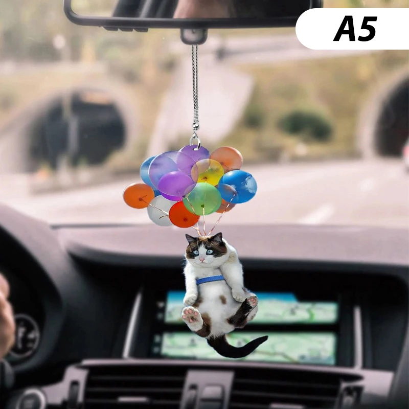 

Cat Decoration Pendant Interior Ornaments Colorful Balloon Hanging Crafts Creative Cute Cartoon Kitten Flat Shape Model