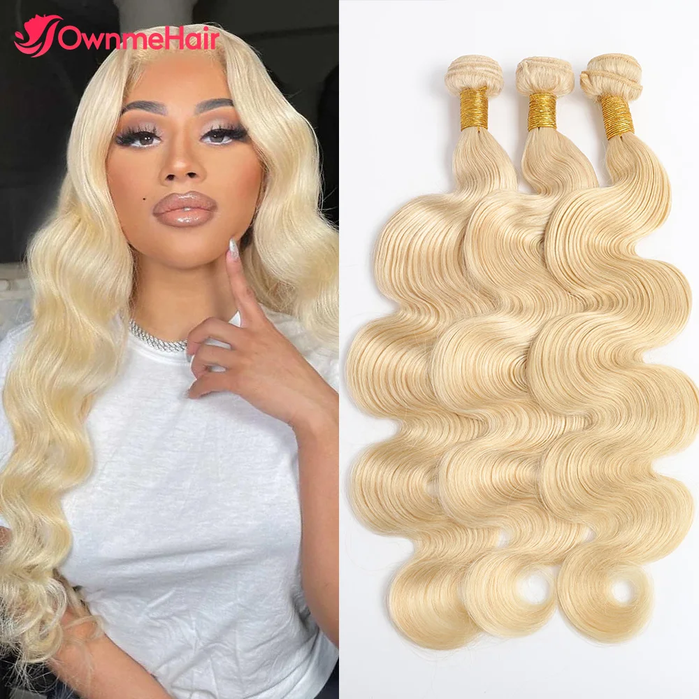 

1/3/4 613 Blonde Hair Extension Body Wave Hair Bundles Peruvian Remy Human Hair Weave Honey Blonde Bundles 10-40Inches
