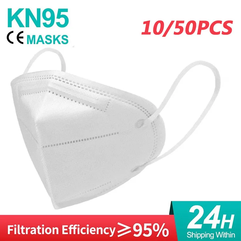 

Маска для лица KN95, 5 слоев, с фильтром, 10/50 шт.