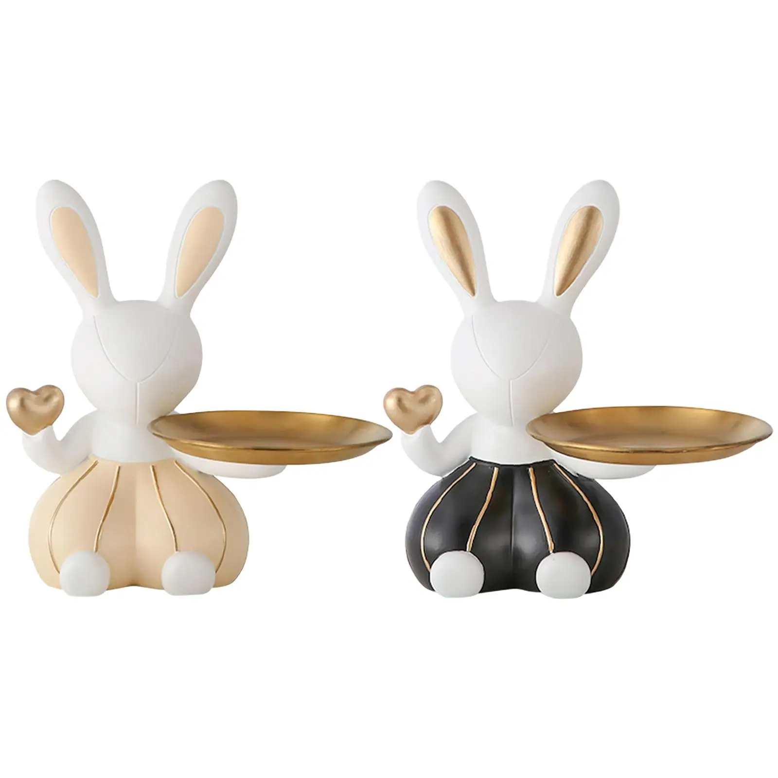 

Bunny Statue Storage Tray Cute Animal Sculpture Decorative for Desk Ornament