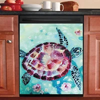 homa turtle dishwasher sticker cover magnet sea refrigerator cover magnetic panel vinyl decal for home decor 23 w x 26 h 23wx2