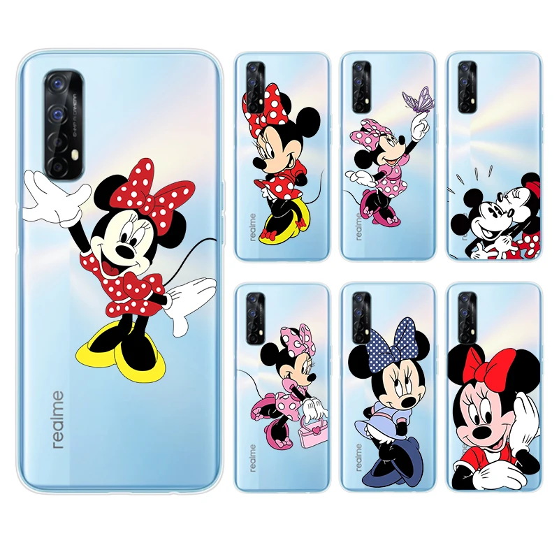 

Happy Minnie Mouse Transparent Shell For Realme 2 3 3i 5 5S 5i 6 6i 6S 7 7i Global X7 Pro 5G Phone Case Coque