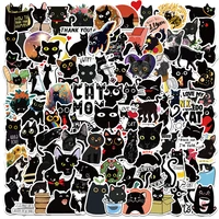 103050100pcs cute cartoon creative black cat stickers decal laptop guitar skateboard scrapbook phone graffiti sticker kid toy