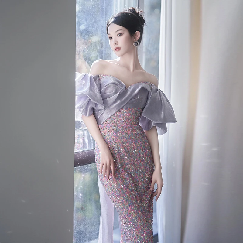 Великолепное платье-Русалка во французском стиле с открытыми плечами и