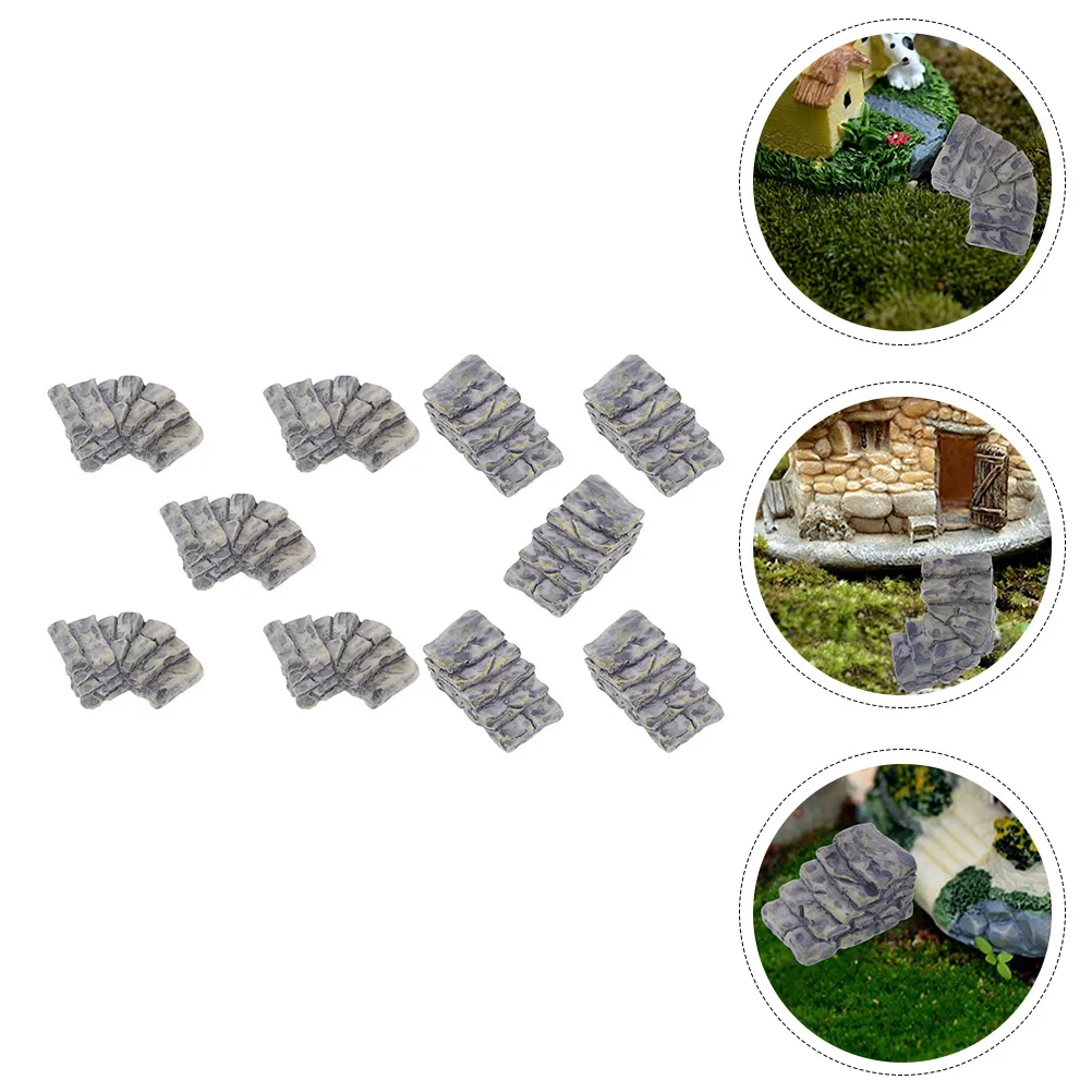 

10 Pcs Stair Ornaments Desktop Decor Micro Landscape Ornaments Fairy Miniatures Scenery Resin Terrain Scenery Steps