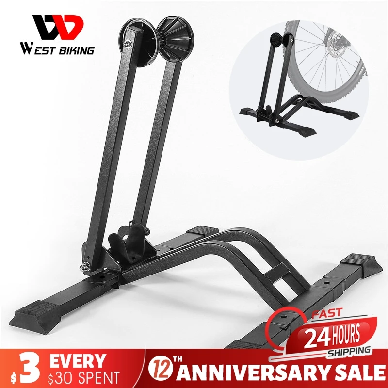 

WEST BIKING Foldable Bicycle Parking Rack Bike Wheel Holder Portable MTB Road Bike Storage Display Stand Cycling Repair Stand