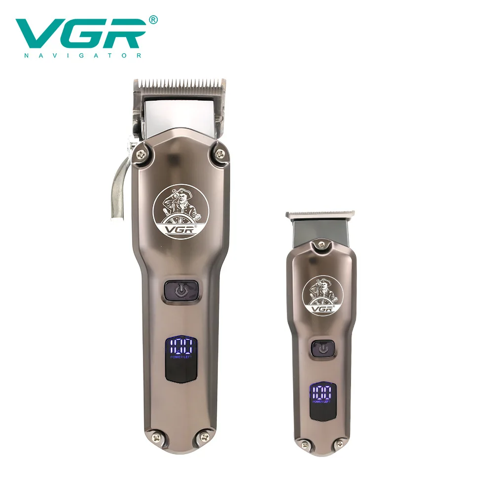 

VGR V675 2PCS Together Waterproof Hair Clippers Powerful Motor Salon Trimmer Men LCD Display Hair Cutting Machine