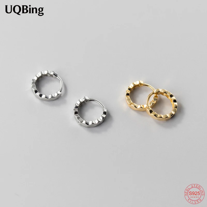 

1 Pair S925 Sterling Silver Jewelry Fashion Simple Polygon Faceted Ear Buckles Hoop EarringsFor Girls Gifts