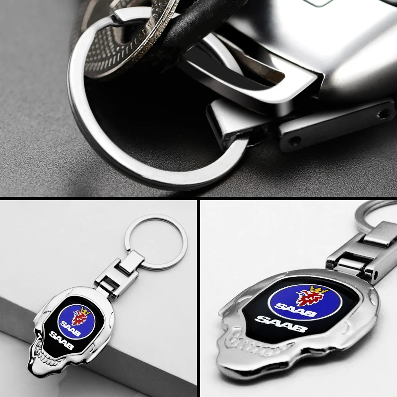 

1PC New 3D Metal Car Key Holder Key Rings Key Chain Car KeyChain For SAAB 9-3 93 9-5 9 3 9000 9 5 Emblem Car Styling Accessories