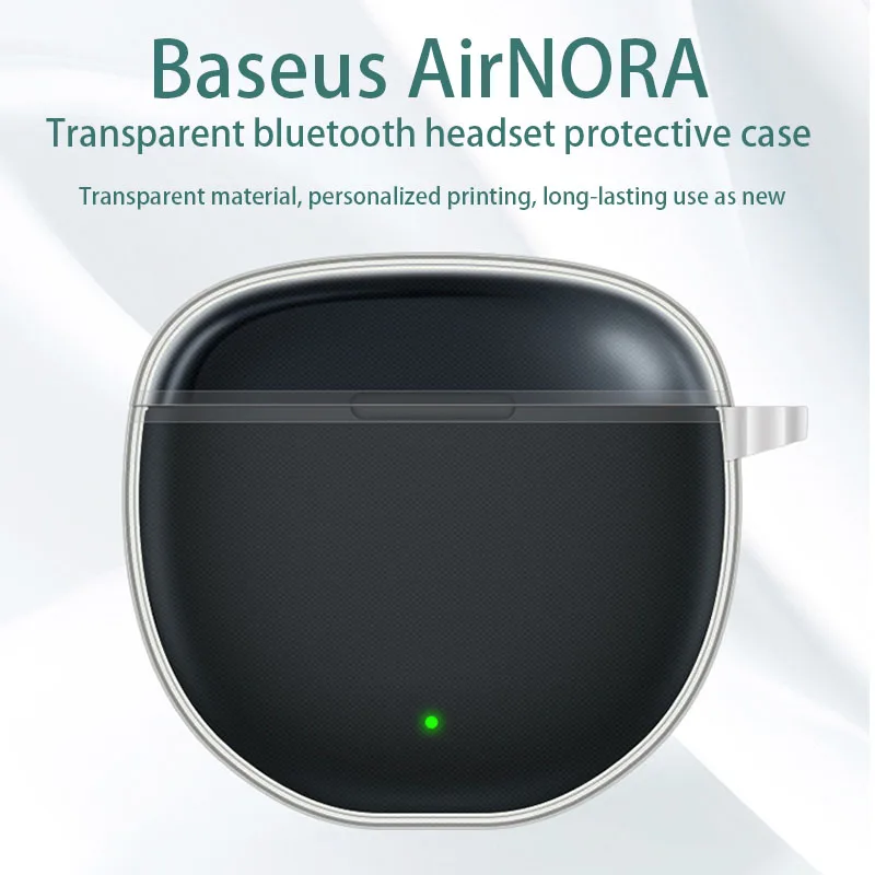 

Прозрачный защитный чехол из ТПУ для Baseus Air Нора, чехол для беспроводных Bluetooth наушников, чехол с зарядным устройством и крючком для защиты о...