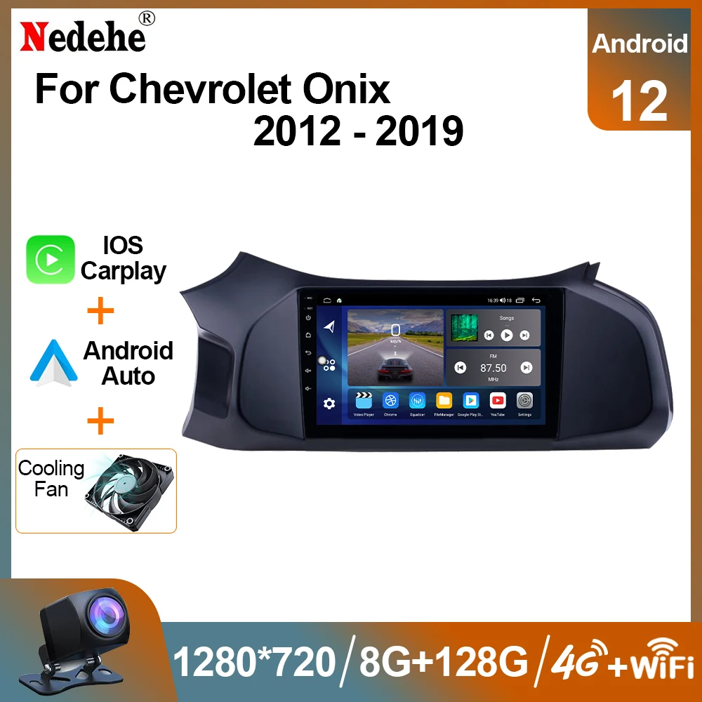 Автомагнитола 8 ГБ + 128 ГБ, Android 12, мультимедийный видеоплеер Carplay для Chevrolet Onix 2012-2019, Авторадио с GPS, 2 Din, IPS-экран