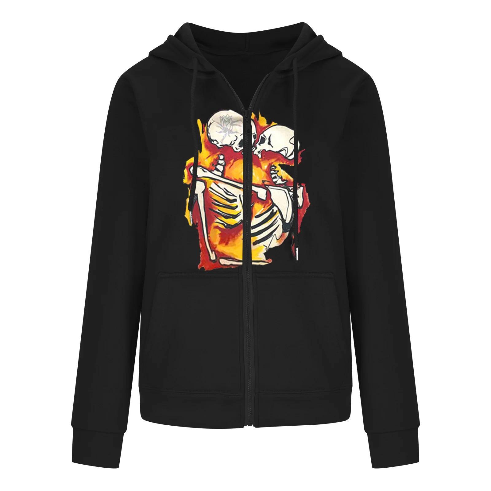 Толстовка на молнии Y2K в стиле Харадзюку толстовки большого размера с черепом 2021