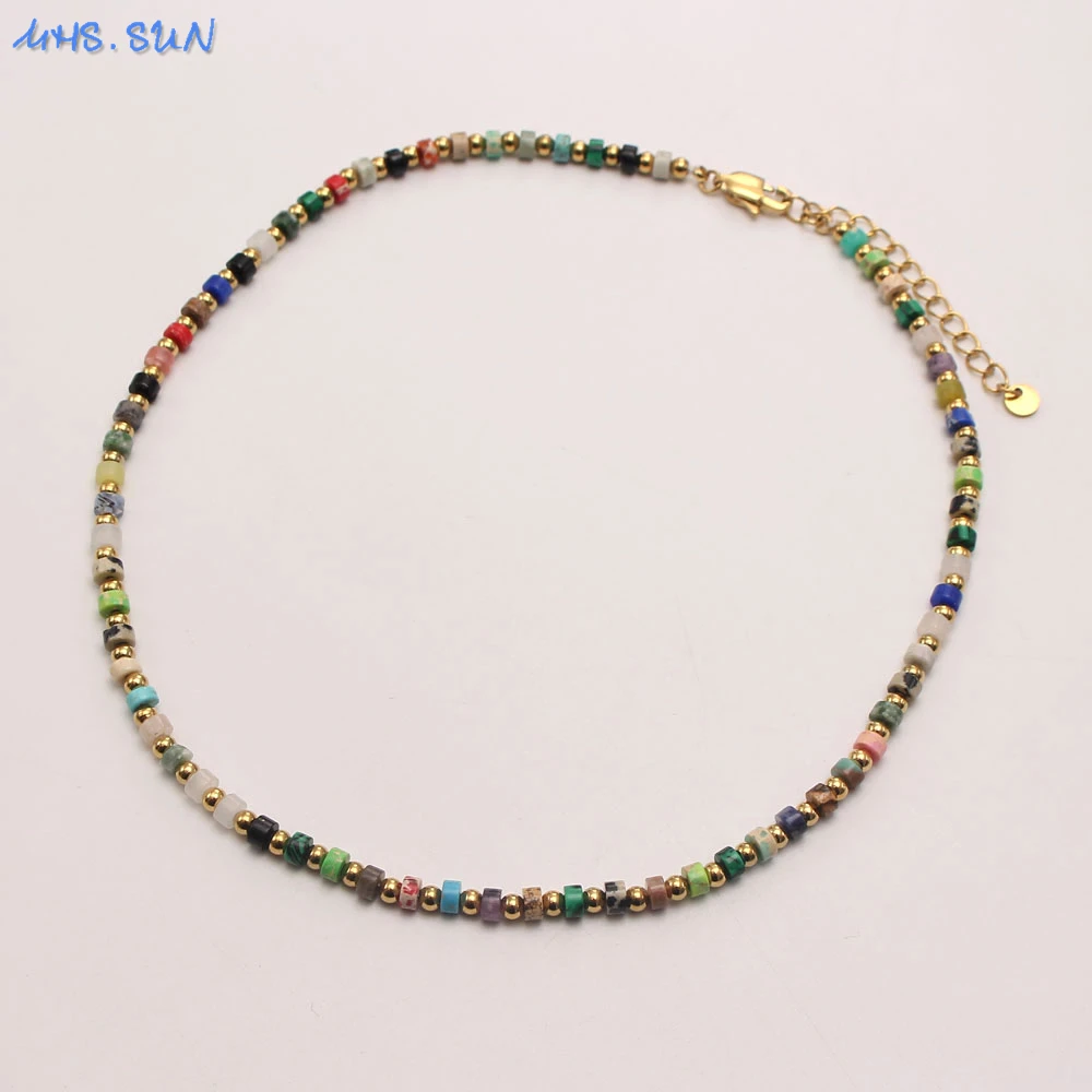 

MHS.SUN Melange Miyuki Colorful Natural Stone Necklace DIY Seed Beads Choker For Women Fashion Jewelry Healing Accessries