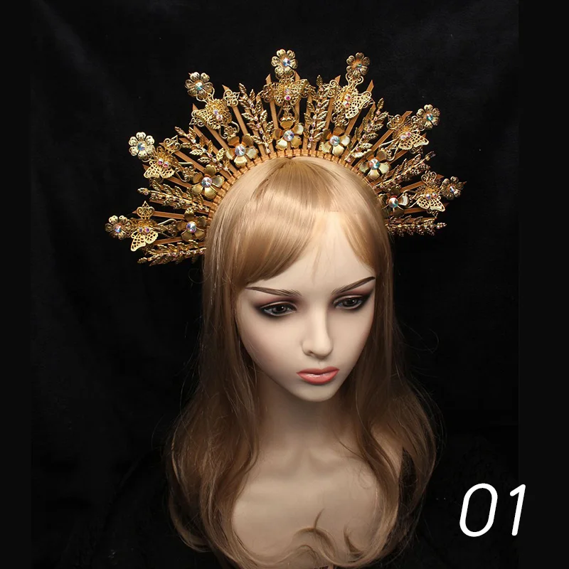 

Gothic Lolita Vintage KC Headband Gold Halo Goddess Headpiece Angel Virgin Mary Baroque Tiara Diy Crown Headwear Accessories