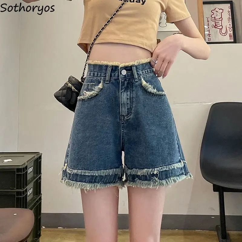 

Shorts Women High Waist Simple Denim Summer All-match Korean Style Design Vintage Leisure Students Fashion Patchwork Cozy Daily