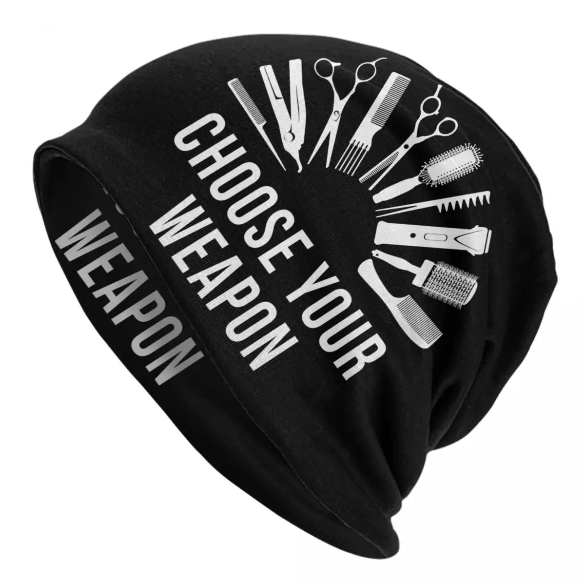 

Hairdresser Choose Your Weapon Skullies Beanies Caps Unisex Winter Knit Hat Barber Hairstylist Bonnet Hats Outdoor Ski Cap