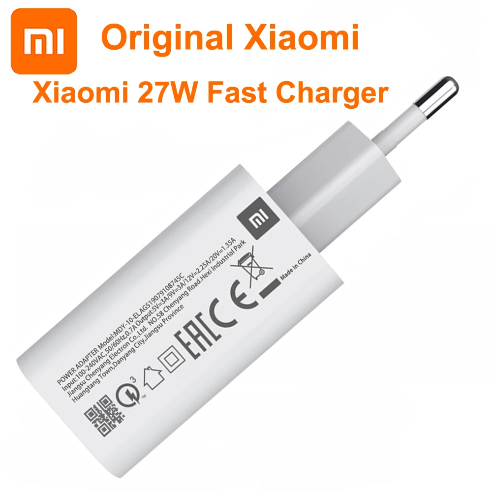 

Original Xiaomi Fast Charger EU 27W QC 4.0 Turbo Charger Type-C Cable For Mi 9 SE Mi9 Mi10 Pro Redmi Note 8 K20 K30 Pro MIX 3
