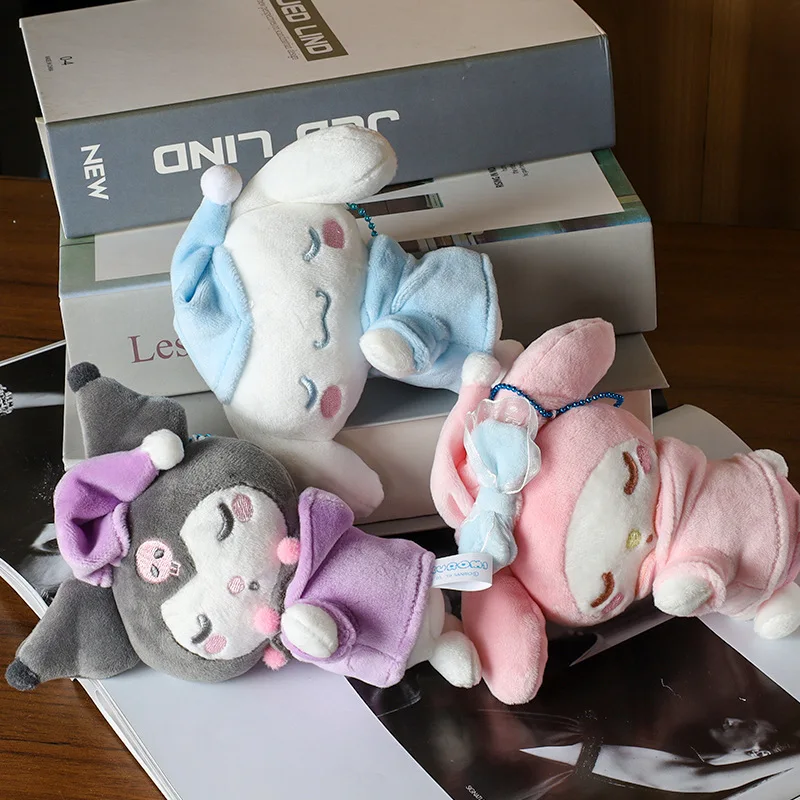 

Sanrio Kuromi Cinnamoroll Pajama Cartoon My Melody Backpack Pendant Plush Toys Dolly Keychain Girls Christmas Peripheral Gifts