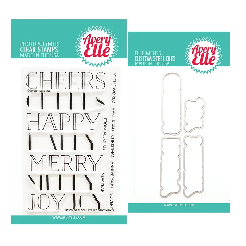 

New August 2023 Block Layered Sentiments Merry Happy Cutting Dies for Paper Making Clear Stamps Scrapbooking Frame Card