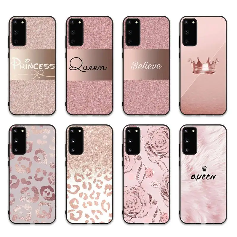 

Rose Gold Pink Princess Queen Phone Case for Samsung S10 21 20 9 8 plus lite S20 UlTRA 7edge