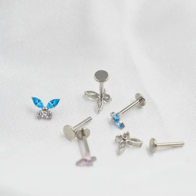 Lot10pcs G23 титановый Astm F136 CZ внутренняя резьба для губ Labret строка Козелка кружки