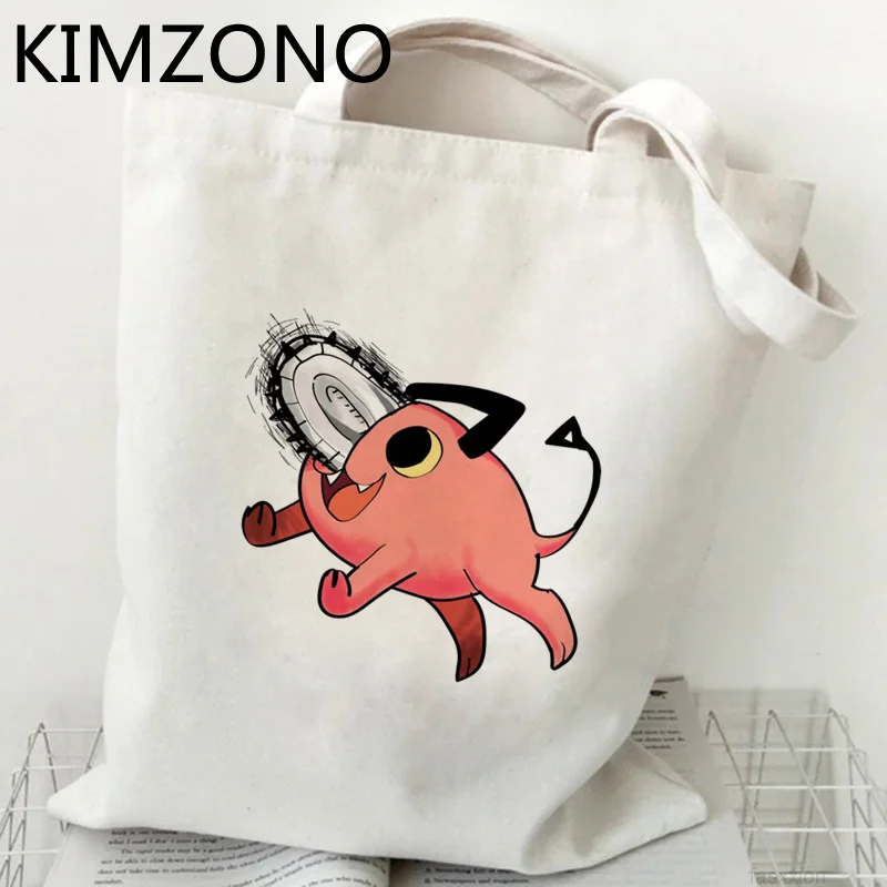 

Chainsaw Man shopping bag shopper bolsas de tela cotton tote grocery handbag bag reusable shoping sac cabas net cabas