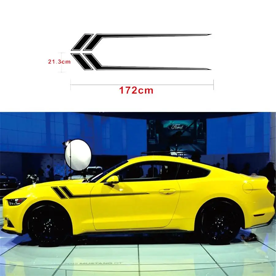 

172x21.3CM Black Stripe Car Body Styling Sticker