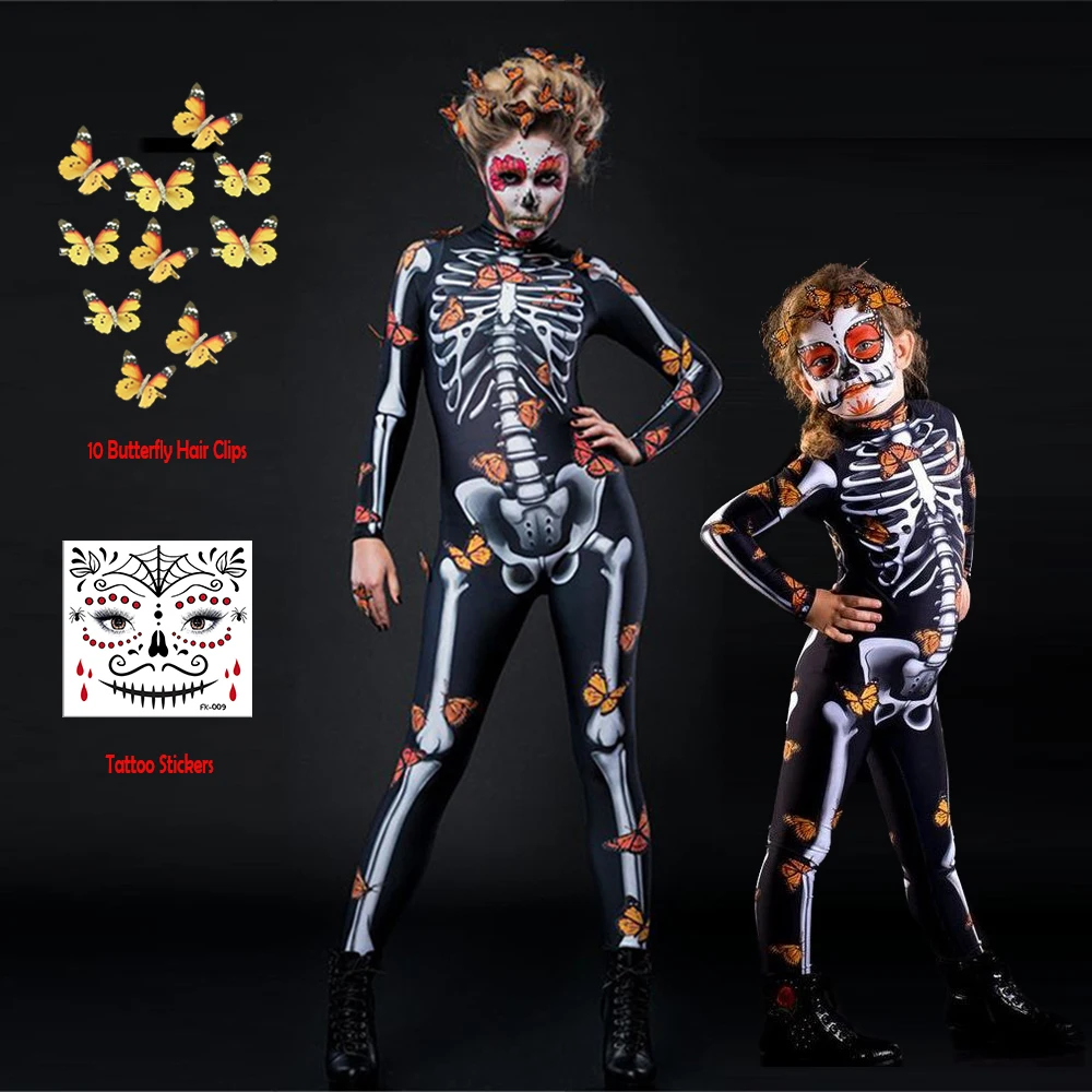 

Girls Skeleton Onesies Halloween Robot Cosplay Costumes Corpse Bride Ghost Carnival Party Women Technology Steampunk Bodysuit