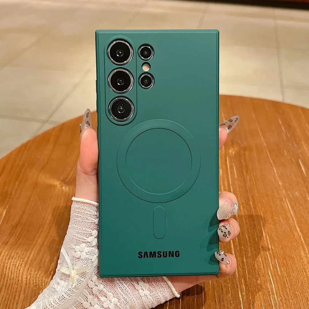 Фото Чехол для Samsung Galaxy S25 Ultra Magsafe, жидкий силиконовый магнитный чехол для S26 S24 S23 Ultra Plus S25 FE Edge, противоударный чехол №1