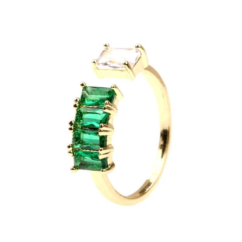 

Trendy Blue Green Zircon Crystal Adjustable Rings for Women Gold Color Anniversary Party Fashion Jewelry 2022 New Wholesale
