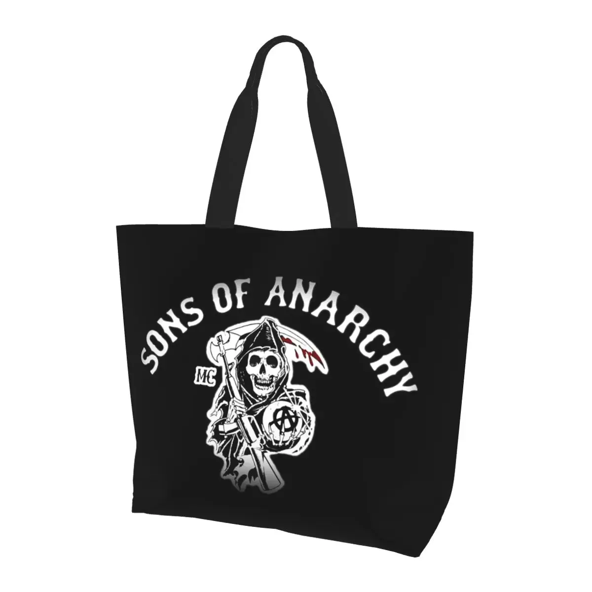 Фото Сумка-шоппер Sons Of Anarchy Samcro Whiskey, холщовая сумка через плечо большой вместимости, сумка-шоппер для покупок, женская сумка для продуктов №4
