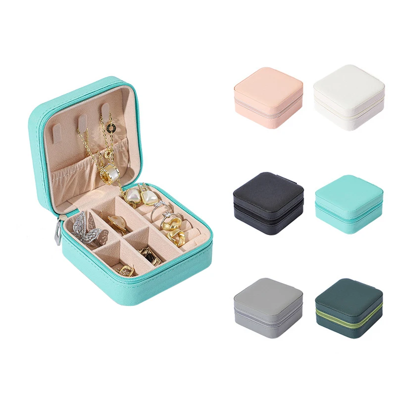 

2022 Jewelry Organizer Leather Storage Jewelry Display Box Travel Jewelry Boxes Travel Portable Earring Necklace Organizer