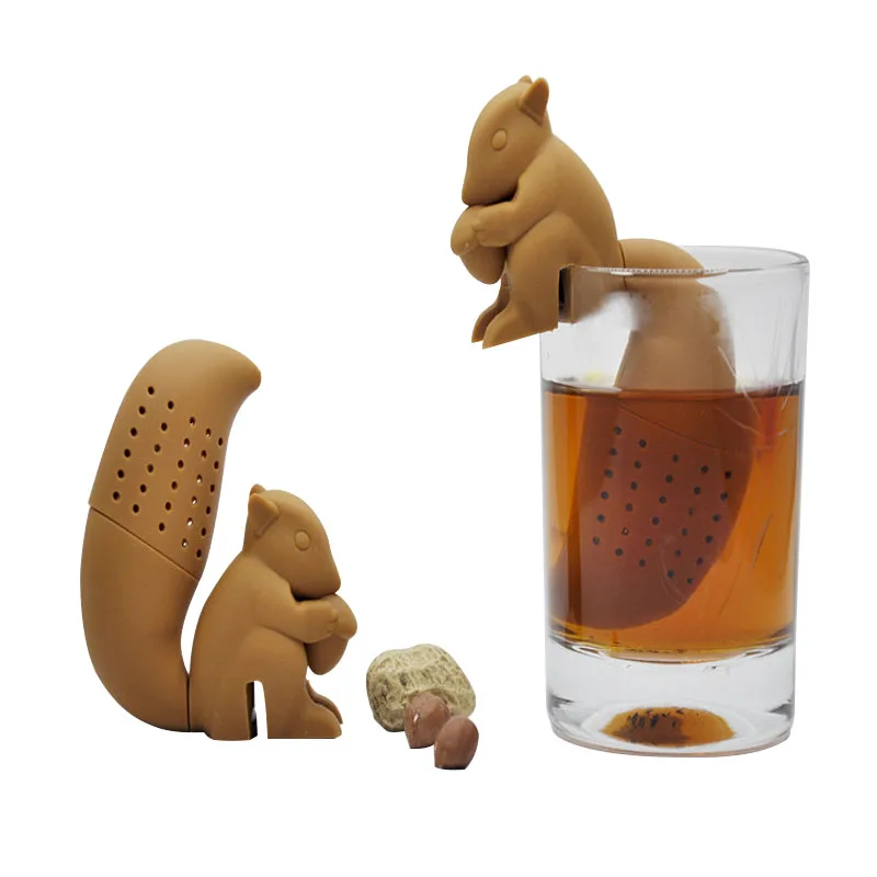 

Squirrel Tea Infuser Tea Strainer Silicone Filter Diffuser Fun Tea Accessories Herbal Spice Holder Kitchen Tool Teapot for Tea