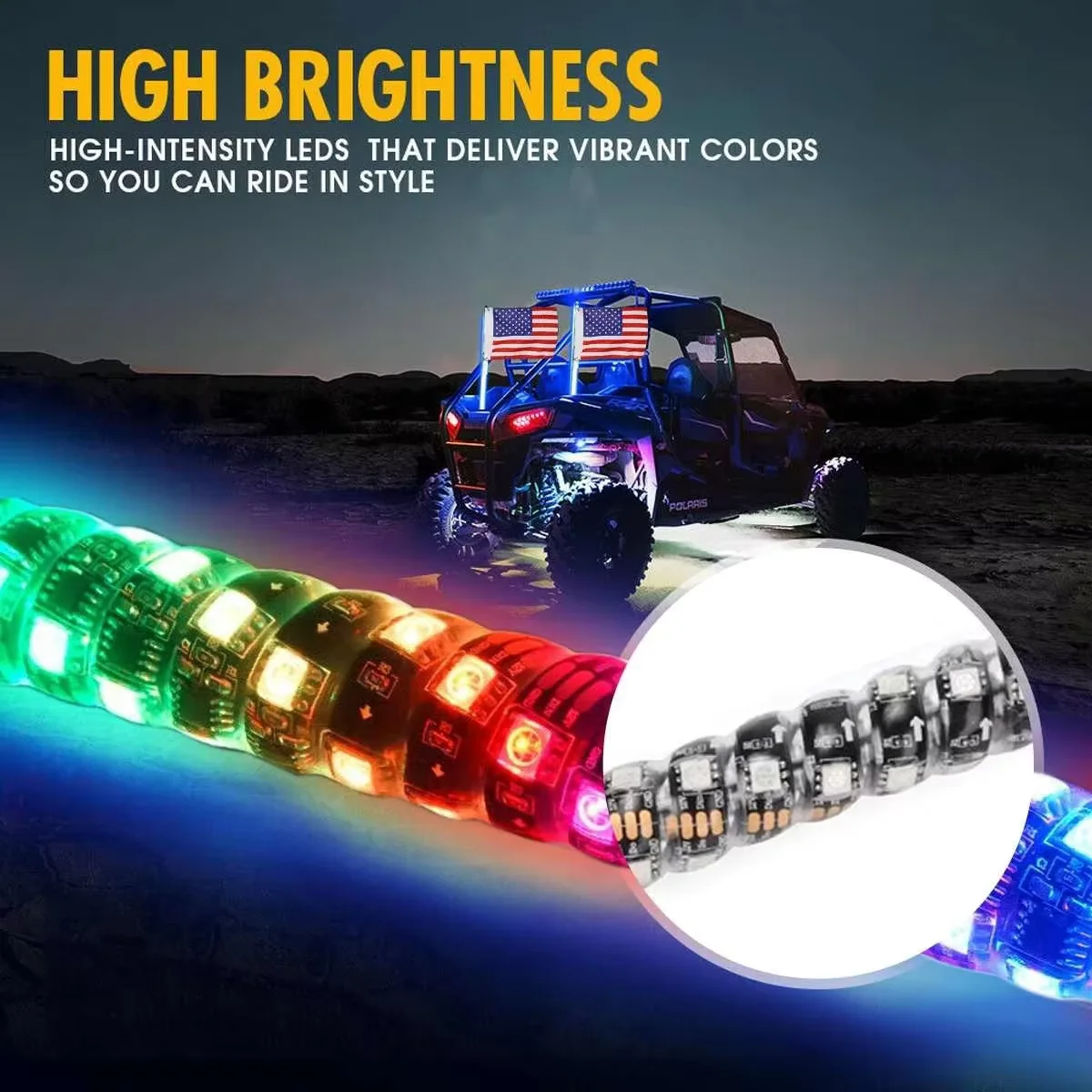 2 шт. 2/3/4/5 футов светодиодный кнут светильник RGB водонепроницаемые антенны para rzr