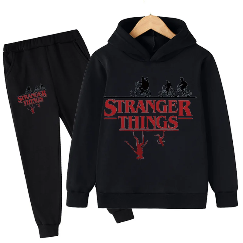 

Stranger Things 4 Clothes Hoodies Pants Sets 2Pcs Hellfire Club Boys Girls Clothing Tracksuit Children Clothing 4-14 Year Suit