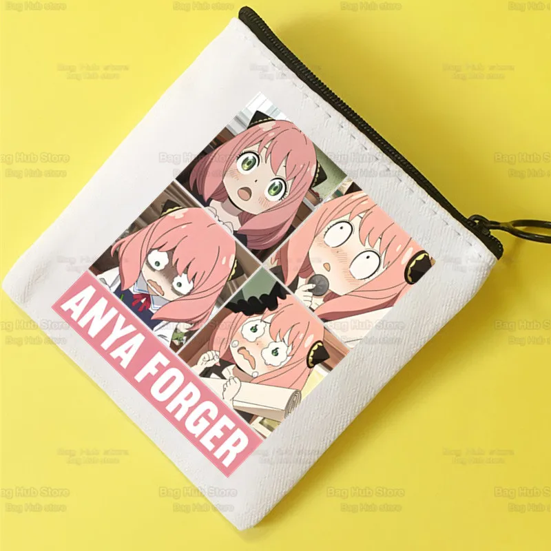 Anya Smug Kawaii Cartoon Funny Canvas Coin Purse Canvas Bag New Japanese Anime Spy X Family Coin Bag Key Coin Purse