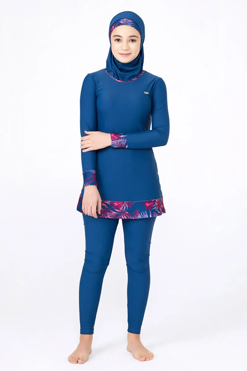 

IQRAH Adasea Lycra Full Off Hijab Young Girl Child Swimwear Waiter 5175-21 A. Navy Blue