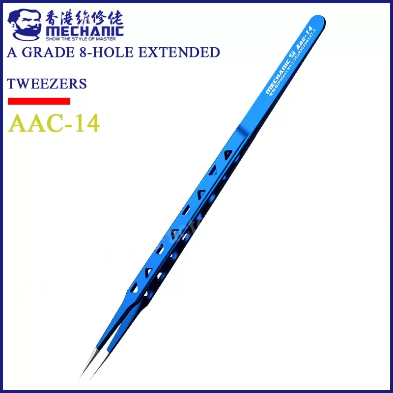 

MECHANIC AAC-14 hollow heat-dissipating tweezers, lengthened thickened high hardness tweezers for mobile phone repair tweezer