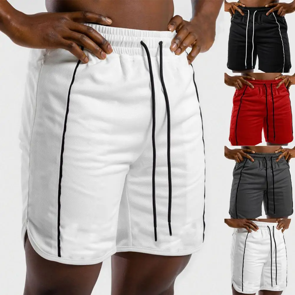 

Summer Elastic Waist Men Shorts Simple Sweat Absorbent Solid Color Short Drawstring Elastic Waist Short Pants for Training 2022