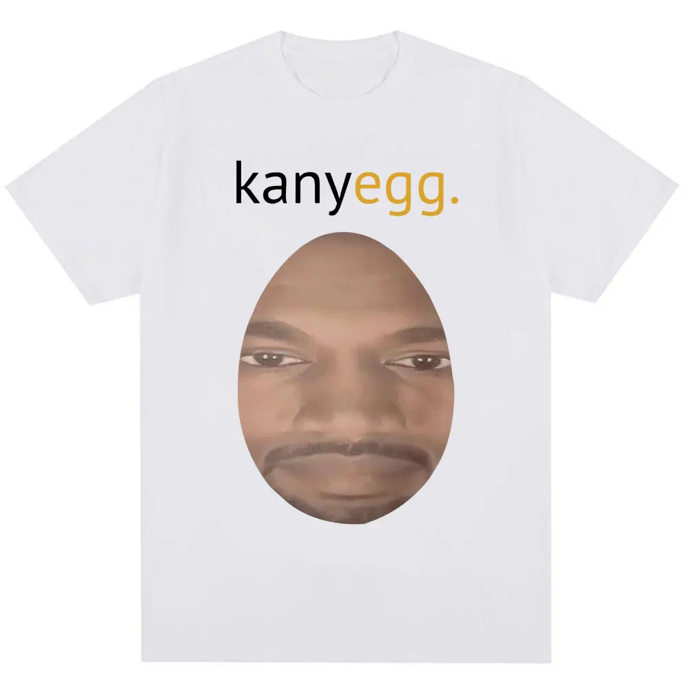 Фото Забавная футболка Kanye West Meme Kanyegg Humor Creativity Мужчины Женщины Хип-хоп с коротким рукавом Негабаритная хлопковая повседневная футболка Уличная одежда №5