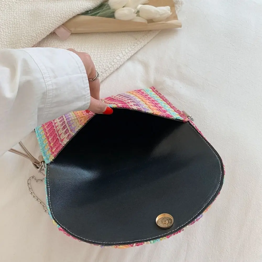 

Travel Beach Bag Ethnic Style Summer Woven Bag Women Crossbody Bag Female Handbag Straw Envelope Bag Chain Shoulder Bag