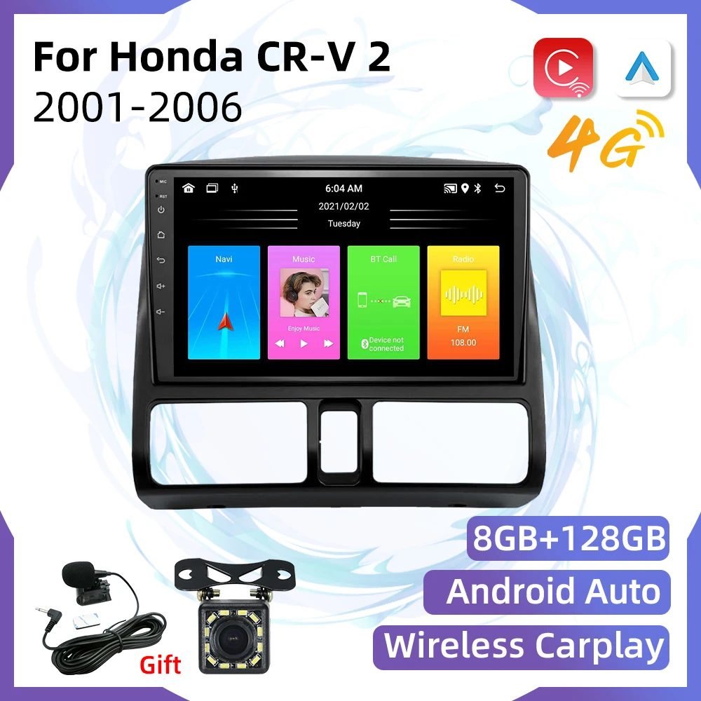 Car Multimedia Player for Honda CRV CR-V 2 2001-2006 Car Radio 2 Din Android Stereo Navigation GPS Autoradio Head Unit Carplay
