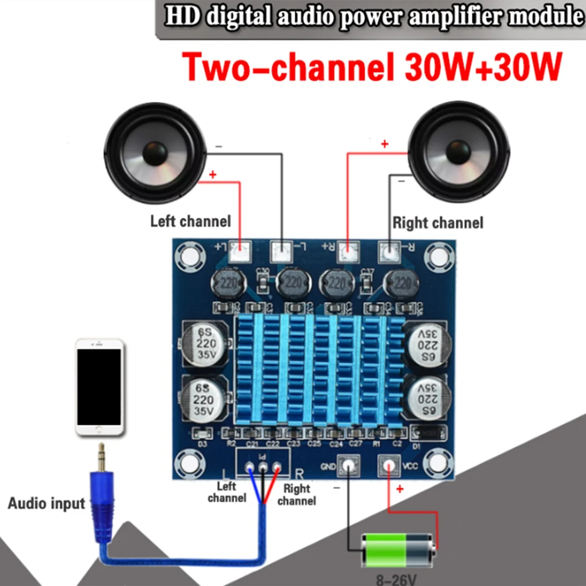 XH-A232 30 Вт + 2 0-канальный цифровой стерео аудио усилитель мощности плата